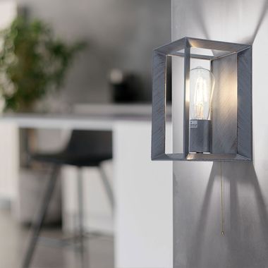 Wall lamp, frame silver-gold brushed, H 23.5 cm, HEATON