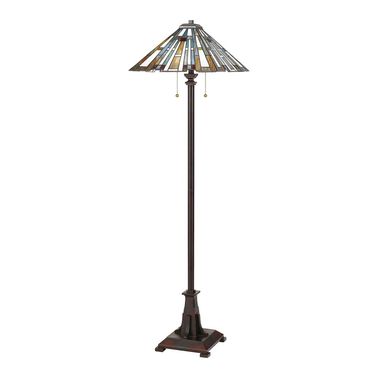 Lampada da terra, interruttore a tirante, vetro mosaico, acciaio, H 157,8 cm