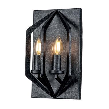 Wall light, 2-bulb, steel, old black, H 30.5 cm