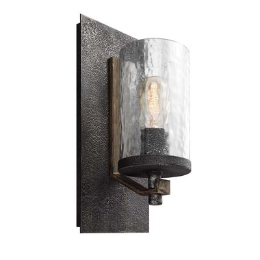 Wandleuchte, Metall, Glas, grau, H 33 cm