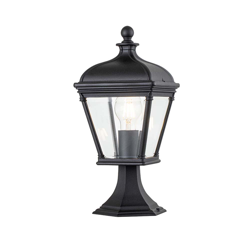 Laterne, Wetterfest, Eingang, Glas klar, schwarz, E27, H 39,3cm