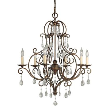 Lustre, 6 ampoules, cristal, acier, bronze, D 63,8 cm