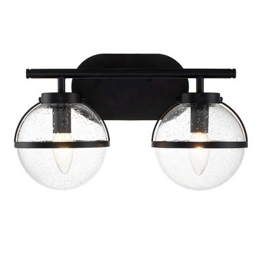 Wandlampe, Badezimmerleuchte, Stahl Glas, Schwarz, H 23 cm