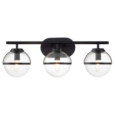 Applique murale, lampe de salle de bain, acier verre noir, L 60,6 cm