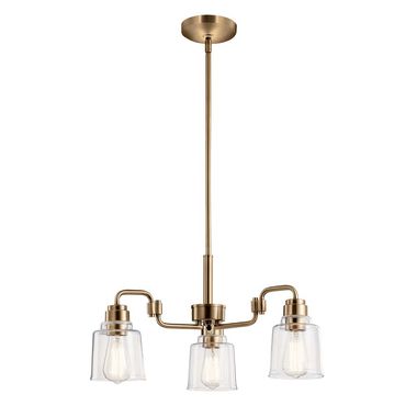 Lustre, verre acier, laiton, 3 ampoules, D 57,4 cm