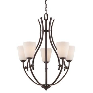 Kroonluchter, plafondlamp, metaal glas, brons, D 78,7 cm