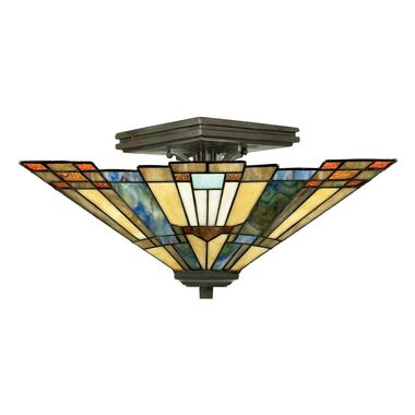 Lampada da parete, metallo vetro Tiffany, bronzo vintage, D 35,6 cm