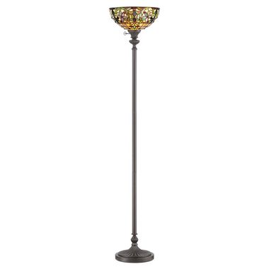 Lampada da terra, vetro Tiffany, metallo, bronzo, H 177,8 cm
