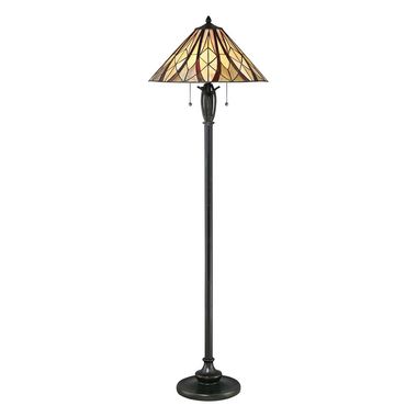 Lampa podłogowa, szkło Tiffany, brąz, wys. 149,4 cm