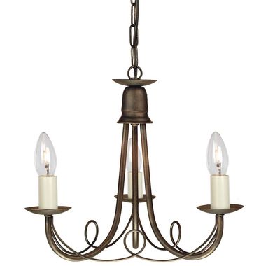 Kronleuchter, Hängelampe, Stahl, Beige Schwarz, D 37 cm