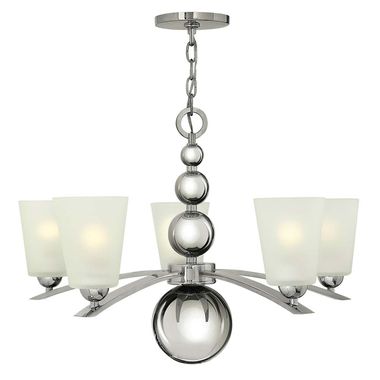Żyrandol, lampa sufitowa, stal, szkło, nikiel, D 68,6 cm