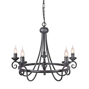 Kroonluchter, hanglamp, zwart staal, D 58 cm