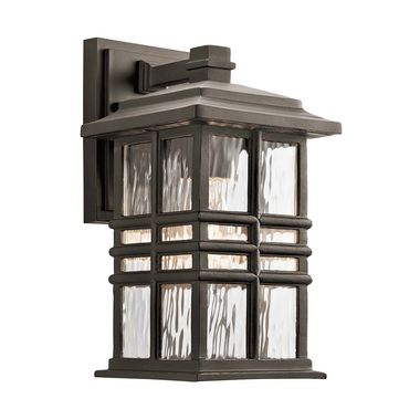 Lampa zewnętrzna, kinkiet, szkło, brąz, wys. 30,2 cm