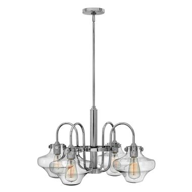 Lampadario, lampada a sospensione, vetro acciaio cromato, D 66,7 cm