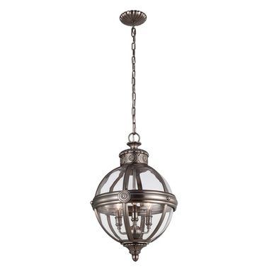Chandelier, hanging lamp, steel glass, nickel, D 37.1 cm