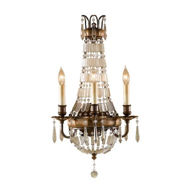 Wall lamp, steel crystals, bronze, H 58.4 cm