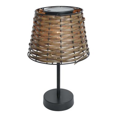 Lampada da tavolo solare a LED, effetto rattan, marrone, H 31 cm