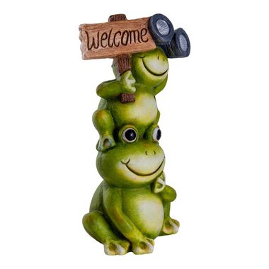 LED solar light, frog with welcome sign, H 45 cm
