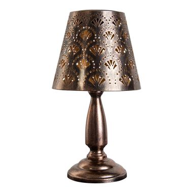 LED solar tafellamp, decoratief gestanst, antiek messing, H 30,8 cm