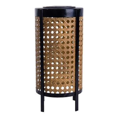 LED solar tafellamp, vlechtwerk look, bruin, H 26 cm