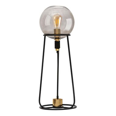 Lampe à poser, boule de verre, noir, doré, H 71 cm