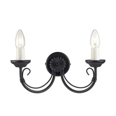 Wandlamp, staal, zwart, B 34 cm