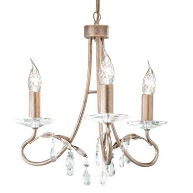 Kroonluchter, hanglamp, stalen kristallen, zilvergoud, D 36 cm