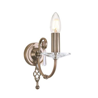 Lampa ścienna, stal, postarzany mosiądz, wys. 22 cm