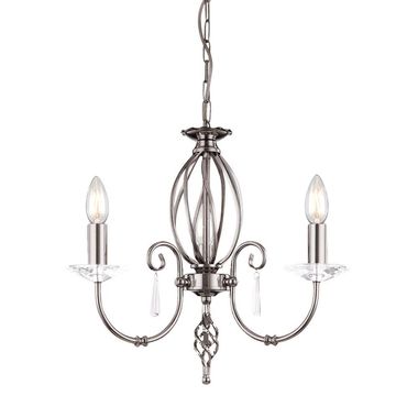 Lampadario, lampada a sospensione, acciaio nichel, D 38 cm