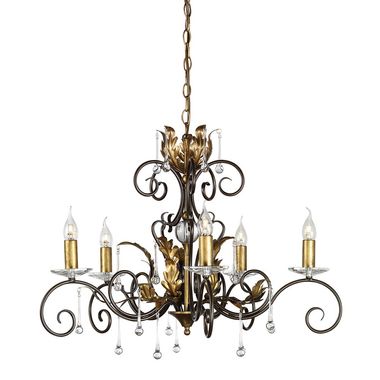 Lampadario, lampada a sospensione, acciaio, bronzo oro, D 73 cm