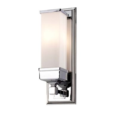 LED wandlamp, gepolijst chroom, opaal glas, H 36 cm