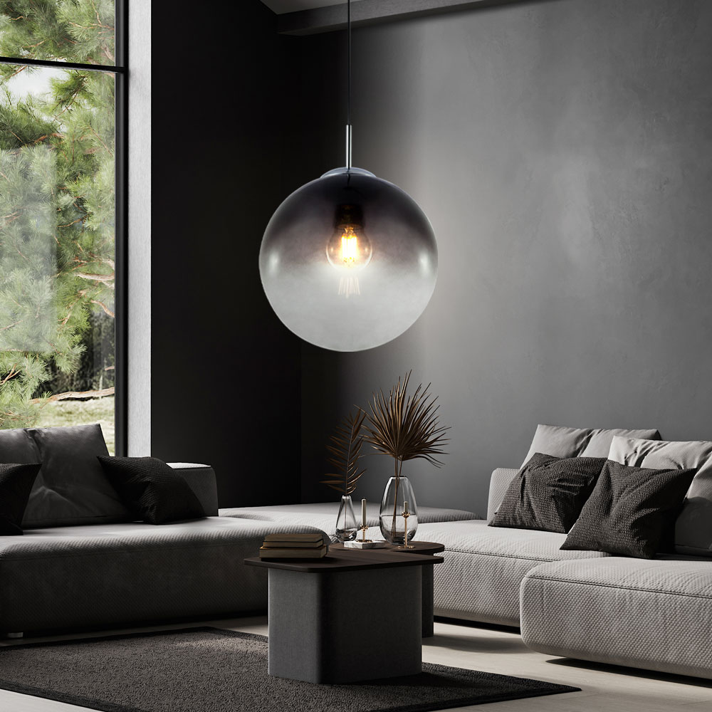 DECOMELODY Lampenschirm – Rauchglas, Kugel-Design, Ersatz Für Pendelleuchten – Für Wohnzimmer, Schlafzimmer, Küche & Café