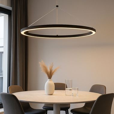 LED hanglamp, zwart metaal, dimbaar, H 120 cm