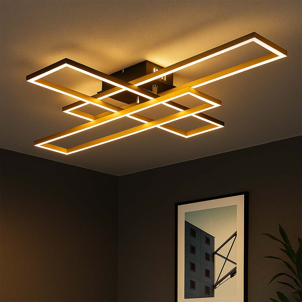 LED Deckenleuchte, beweglich, gold, schwarz, L 80 cm