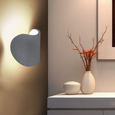 Lampa ścienna LED, beton, szara, półokrągła, wys. 15,7 cm