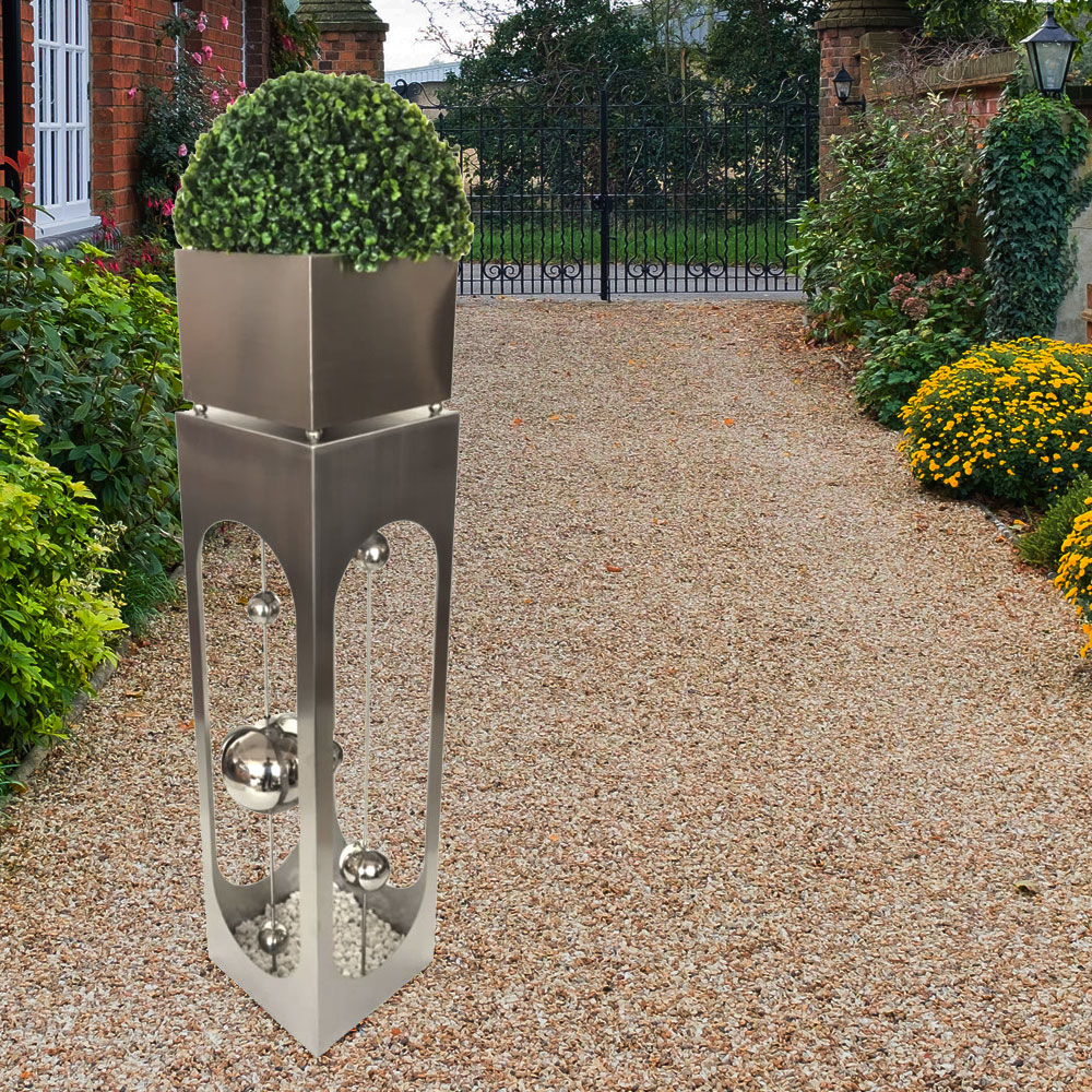 Pflanzsäule, Edelstahl silber, H 110 cm