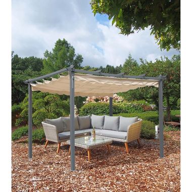 Pavillon mit Aluminum/Stahl Gestell, L 395 cm,  PECOS