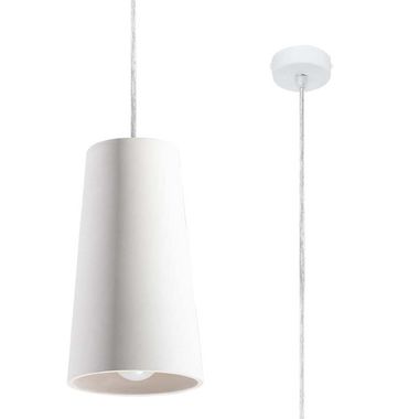Pendant lamp, white, concrete, H 29 cm