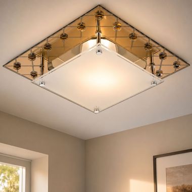 Lampa sufitowa, kryształy, szkło, odblaskowe, L 26 cm