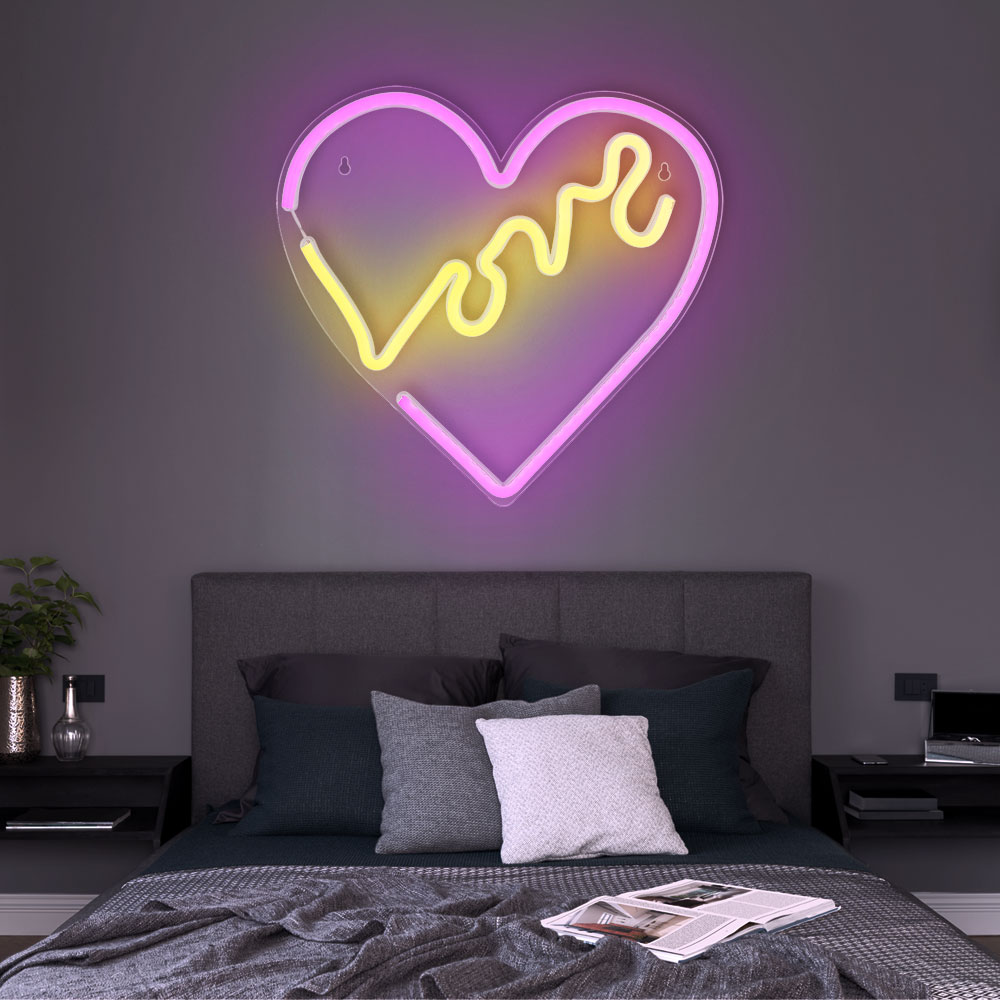 LED Wandleuchte, Wand-Deko, Herz, USB Kabel, L 35 cm