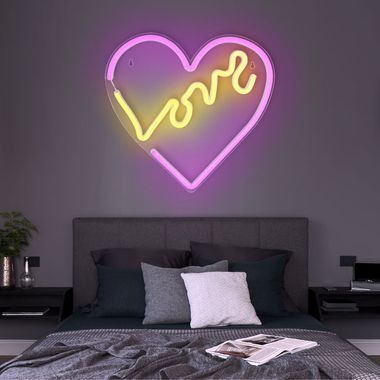 Lampada da parete a LED, decorazione da parete, cuore, cavo USB, L 35 cm
