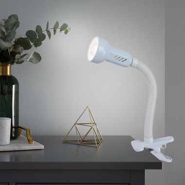 Klemlamp, flexoarm, wit, H max. 48 cm