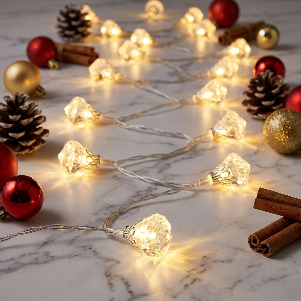 LED Lichterketten, 90x LEDs, Kristall Design, L 120 cm