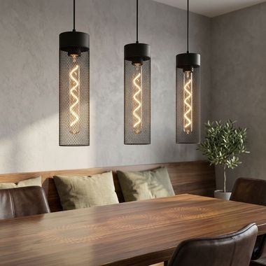 Lampa wisząca HANS, metal, czarny matowy, 3-punktowa, E27, wys. 120 cm