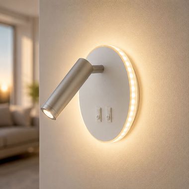 LED Wandleuchte, 2-flammig, Beweglicher Spot, Weiß, Metall, H 15 cm
