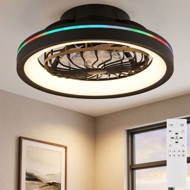 RGB LED Deckenventilator, Fernbedienung, dimmbar, D 48 cm