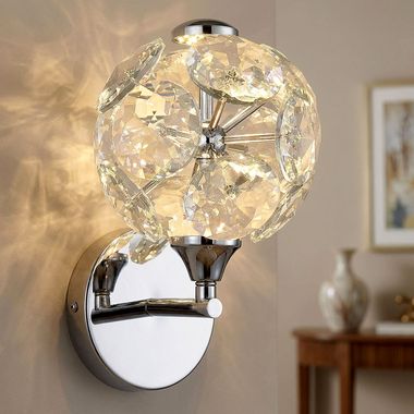 Kinkiet LED VIRINA, wygląd kryształowy, srebrny, metal i szkło, wys. 24 cm