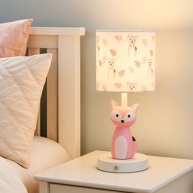 Lampe de table LED pour enfants, renard rose, Touchdimmer, H 33,5 cm