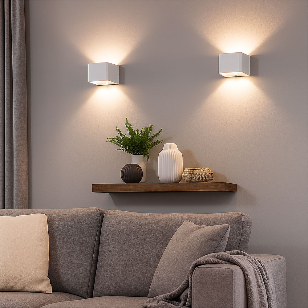LED Wandleuchte, Innen, Up & Down, Akku, Bewegungsmelder, H 8 cm