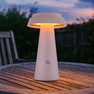 Lampe solaire à LED, rose, variateur tactile, H 23 cm
